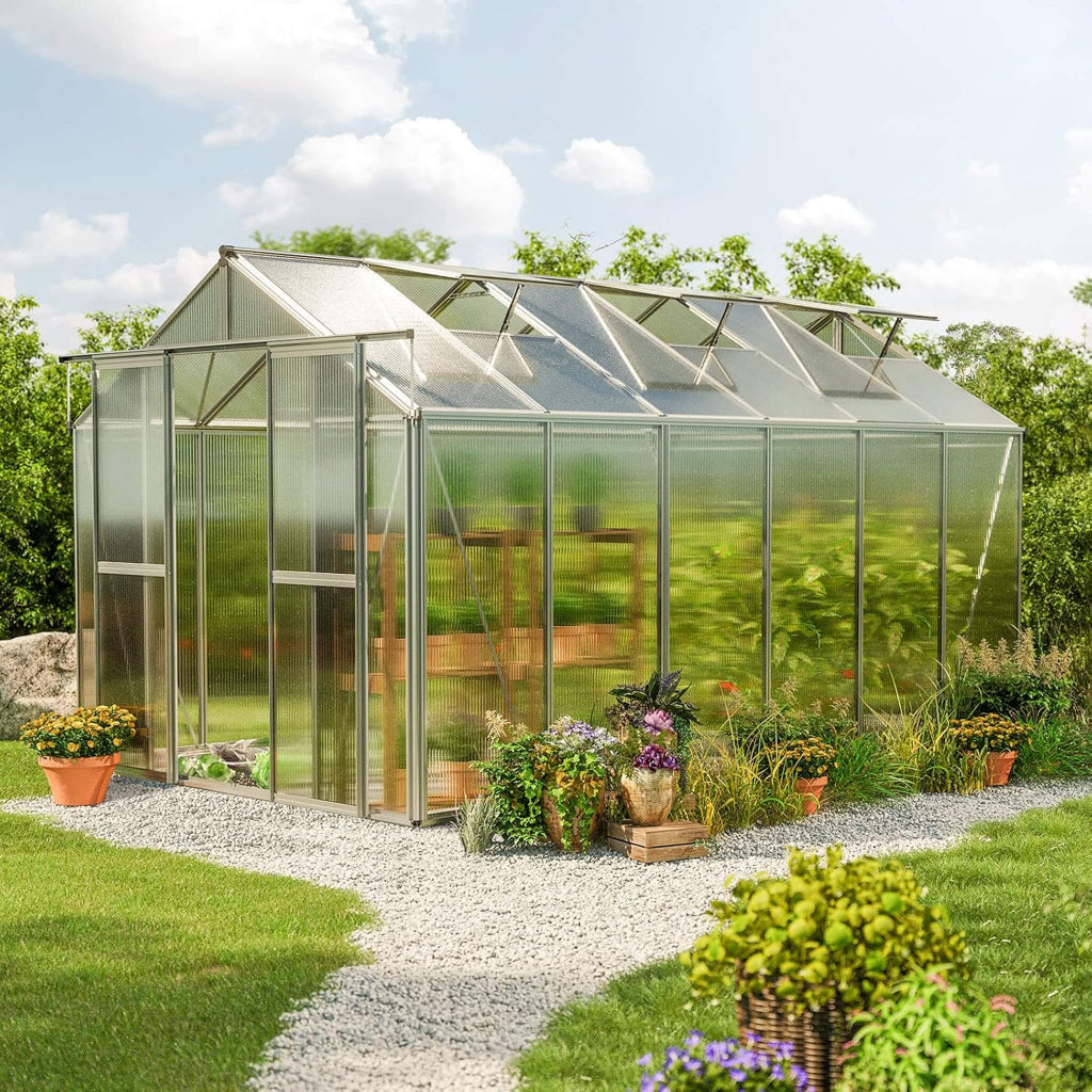 8' x 12' Heavy-Duty Polycarbonate Outdoor Greenhouse (SAK90426)