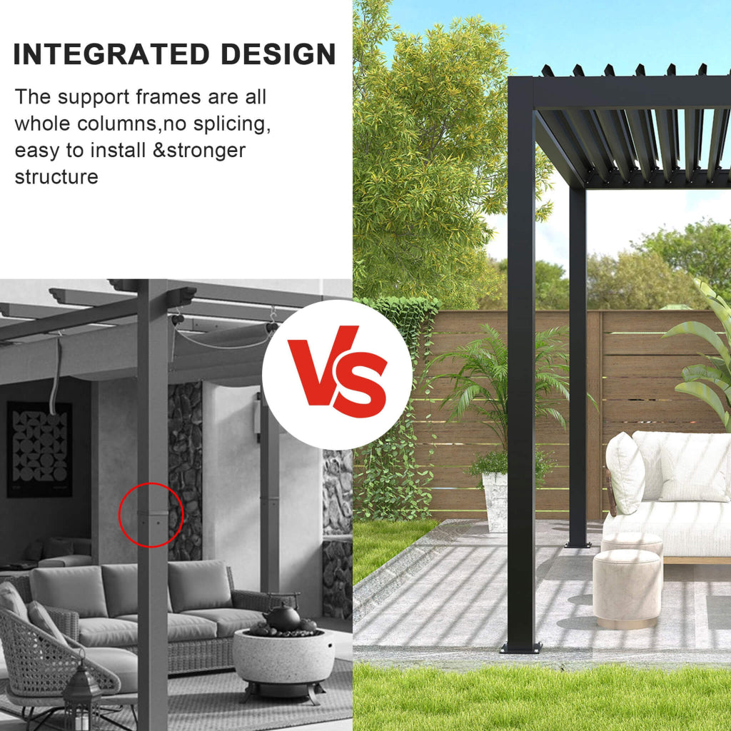 Alora 10' x 19' Powder-Coated Aluminum Louvered Pergola (SAK78345)