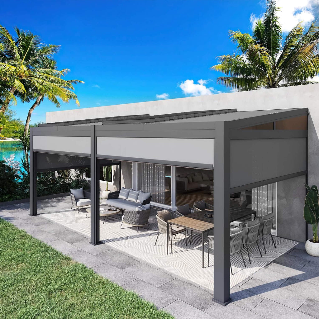 Alora 10' x 20' Wall-Mounted Louvered Pergola (SAK91537)