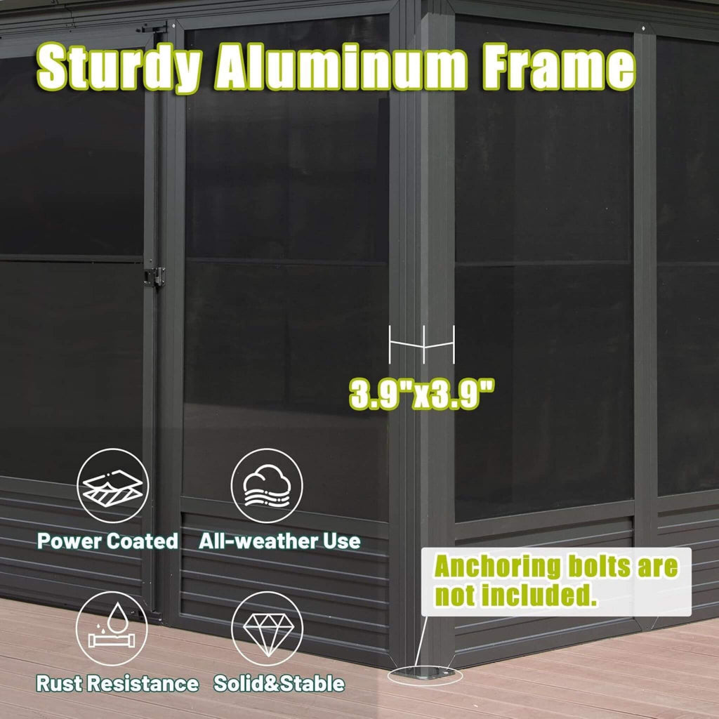 Alora Meridian 11' x 14' Premium Four-Season Outdoor Aluminum Gazebo Sunroom (SAK88776)