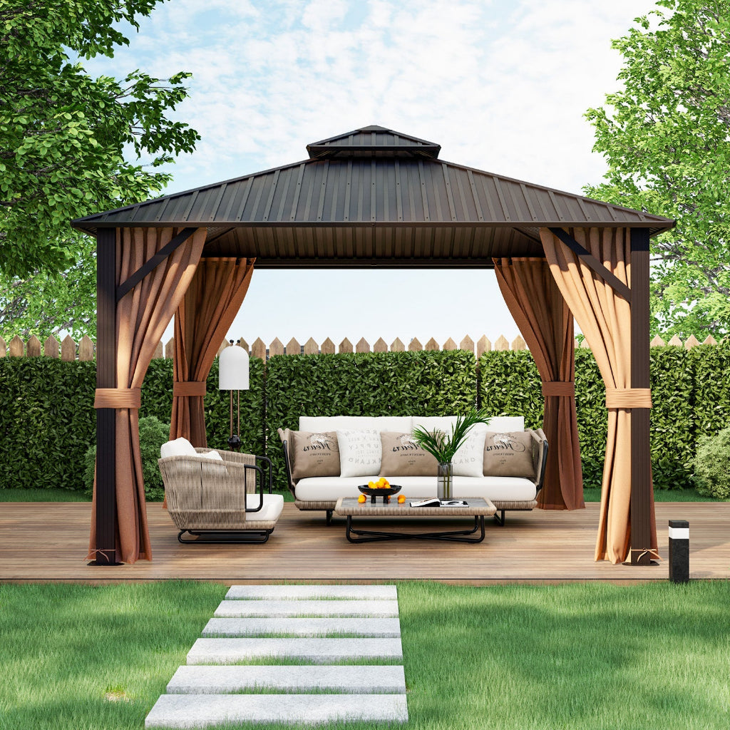 12' x 12' Double-Roof Hardtop Patio Gazebo