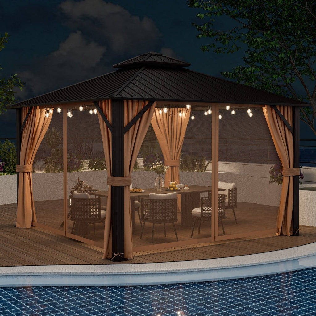 12' x 12' Double-Roof Hardtop Patio Gazebo