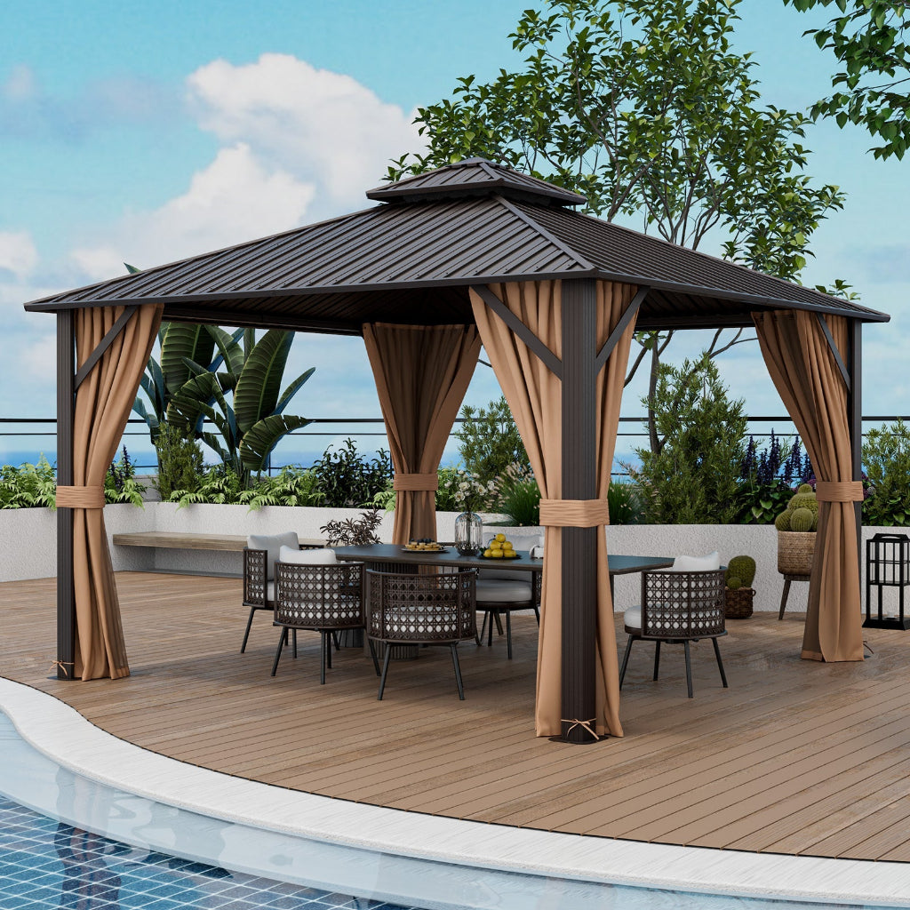 12' x 12' Double-Roof Hardtop Patio Gazebo