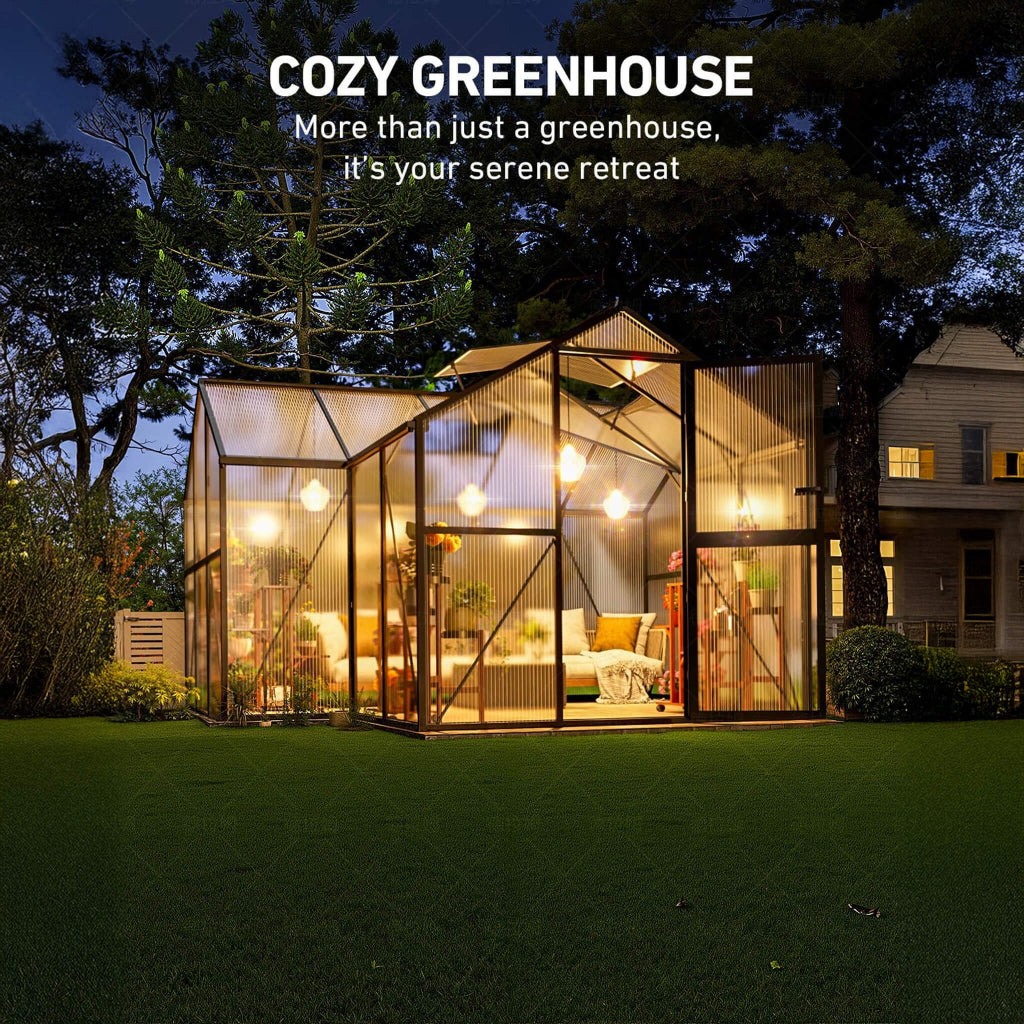 12' x 12' T-Shape Polycarbonate Greenhouse (SAK27460)