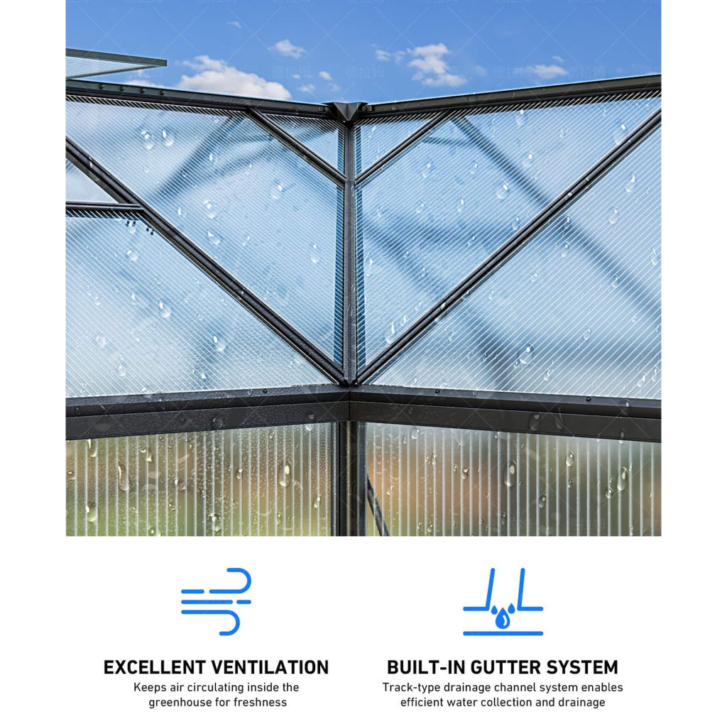 12' x 12' T-Shape Polycarbonate Greenhouse (SAK27460)