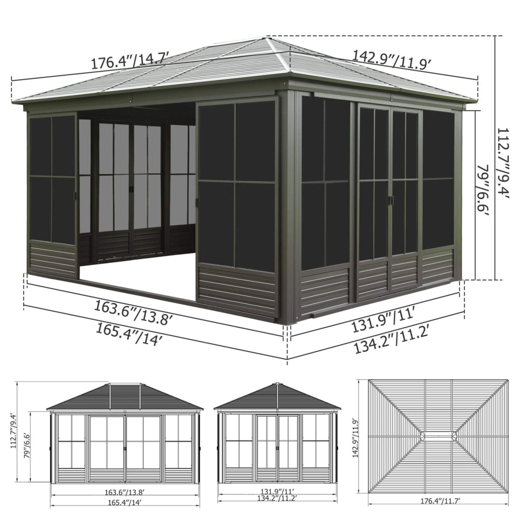 Alora Serenity 12' x 14' All-Weather Outdoor Aluminum Sunroom (SAK76831)
