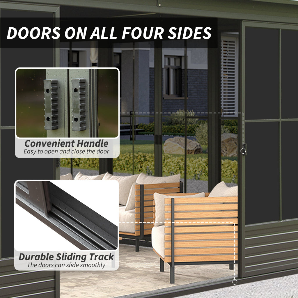 Alora Serenity 12' x 14' All-Weather Outdoor Aluminum Sunroom (SAK76831)