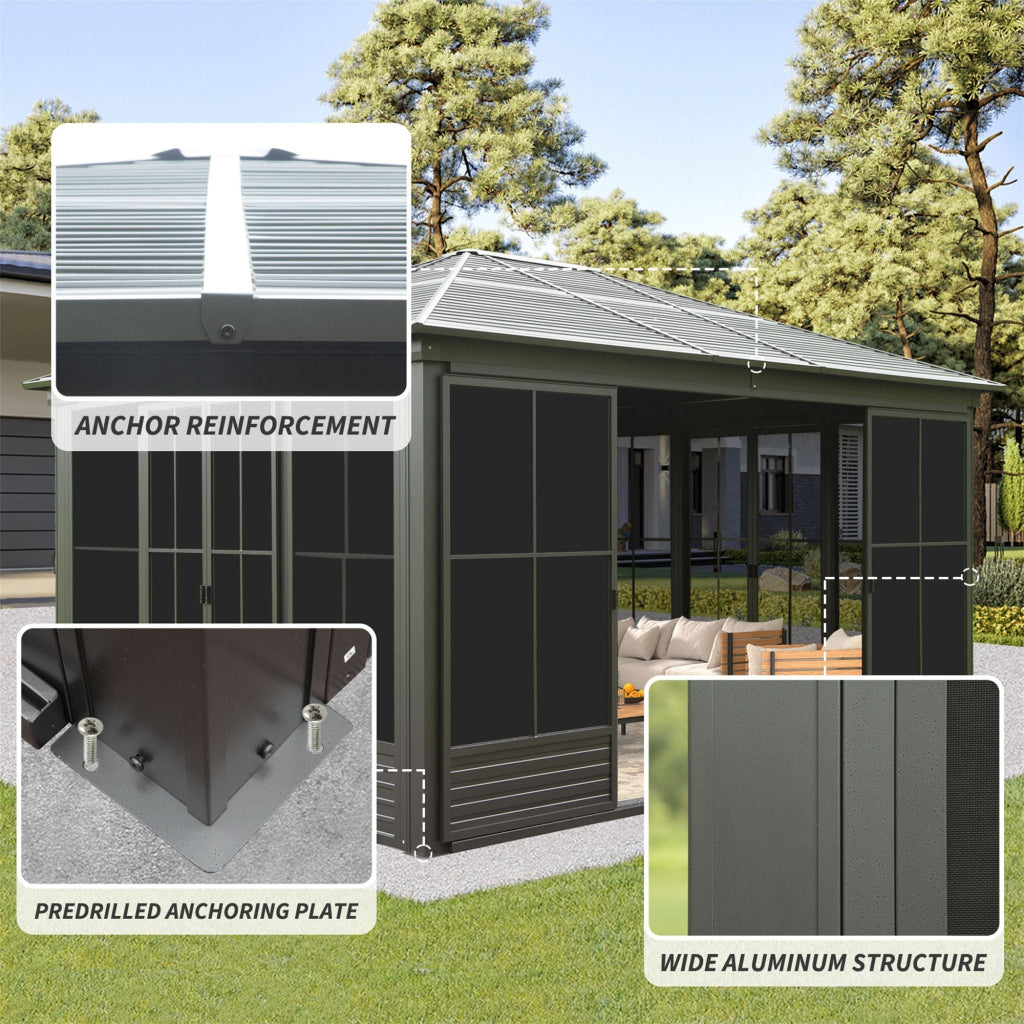 Alora Serenity 12' x 14' All-Weather Outdoor Aluminum Sunroom (SAK76831)