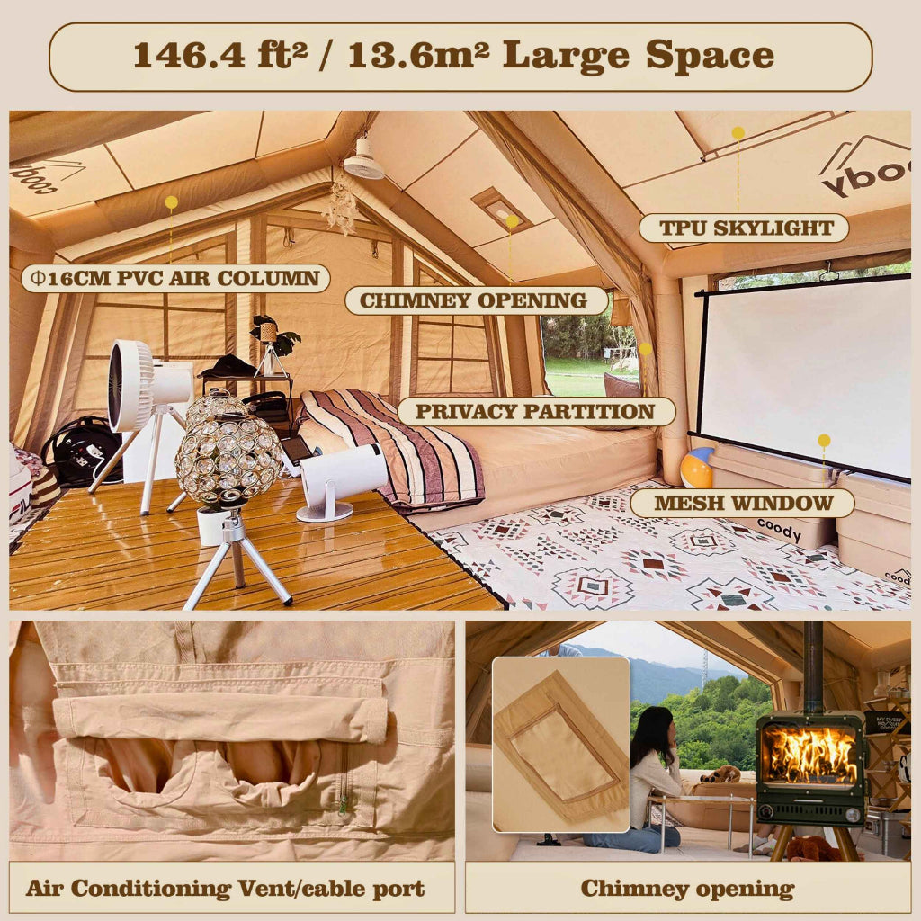 Coody 13.6 Koala-5 Beige Inflatable Air Tent for 2–8 People