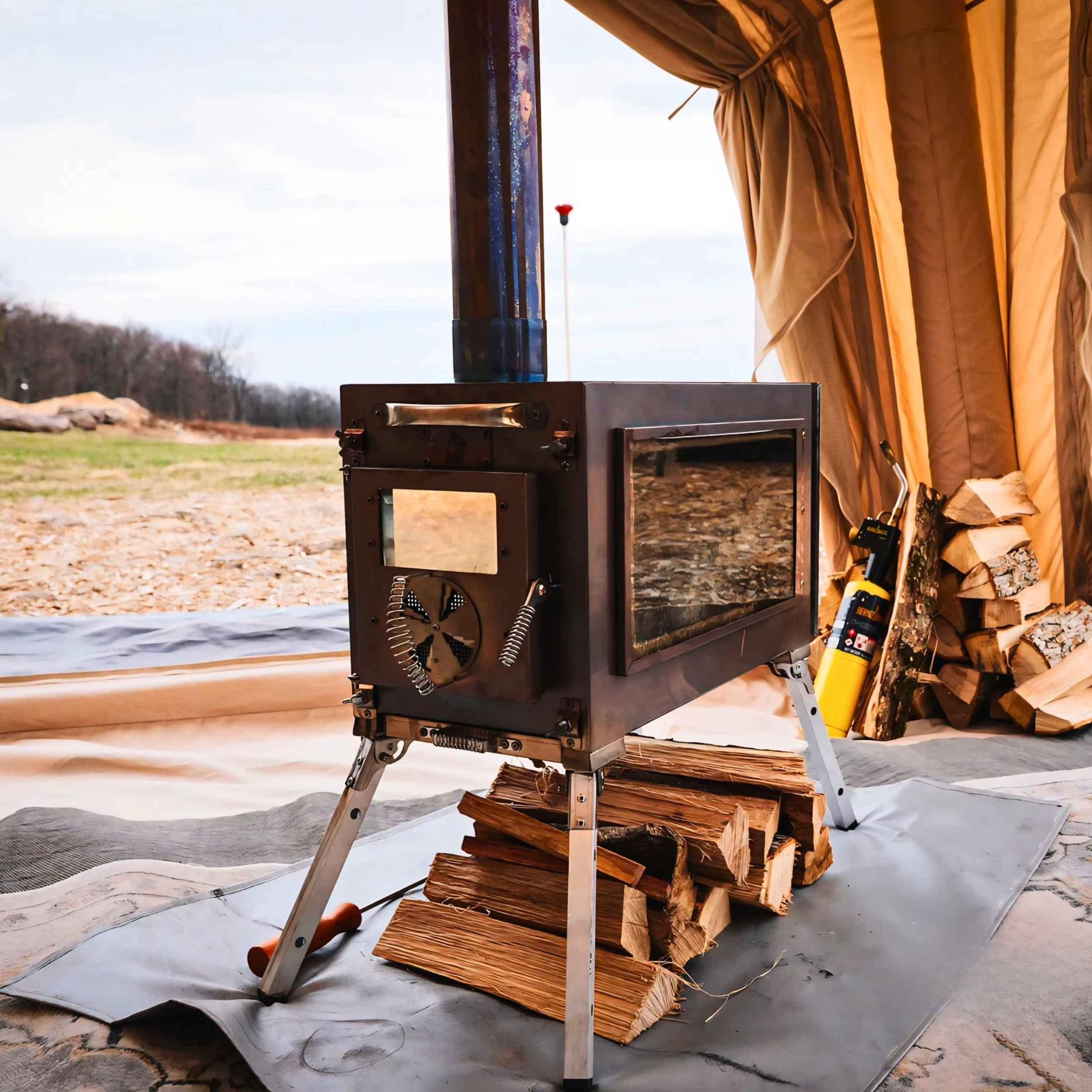 Coody 17.2 Inflatable Air Tent with Caminus M Wood Stove