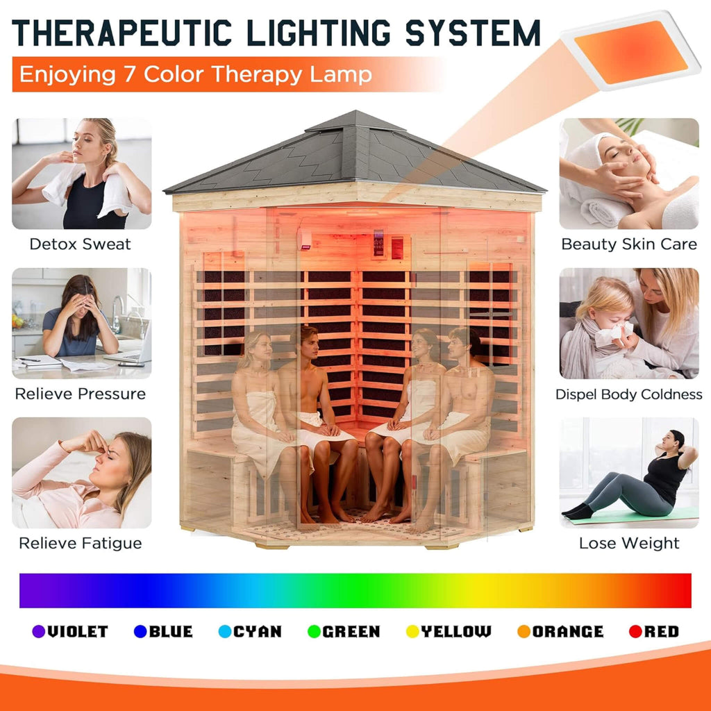 Thermora Monaco 4-Person Low EMF Infrared Sauna (Spruce Wood) (SAK16270)