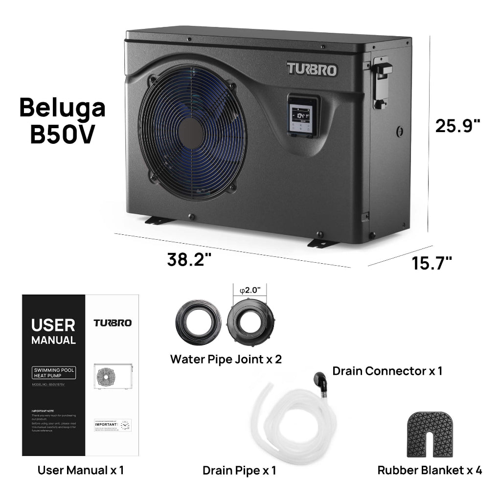 TURBRO Beluga Series Pool Heat Pump | Inverter Pool Heating System