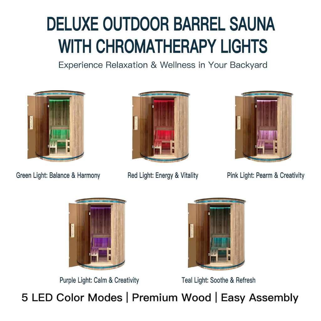 Thermora Barcelona 4-Person Cedar Wood Barrel Sauna (SAK74813)