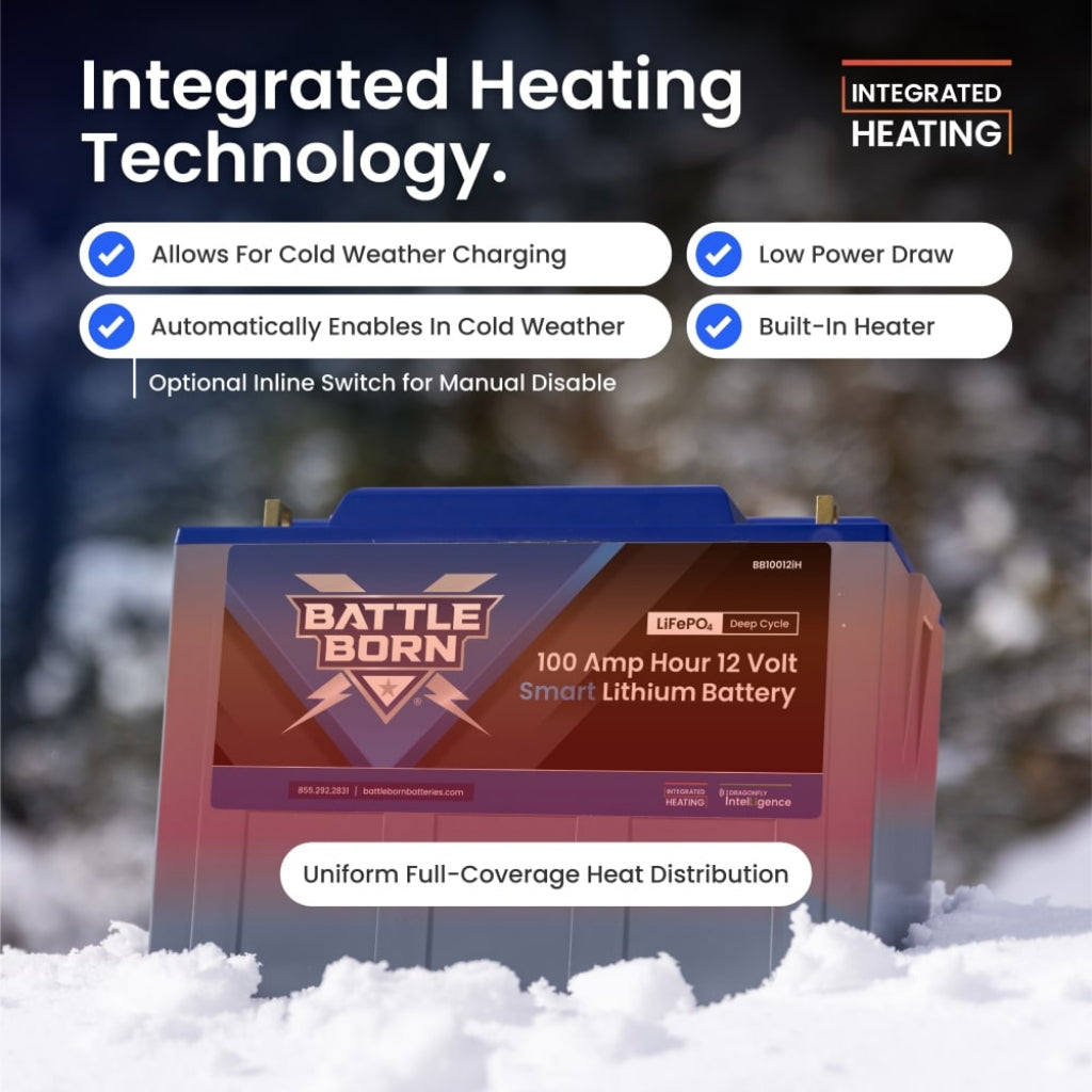Battle Born 100Ah 12V Smart Heated LiFePO4 Battery | Bluetooth Lithium Power Storage