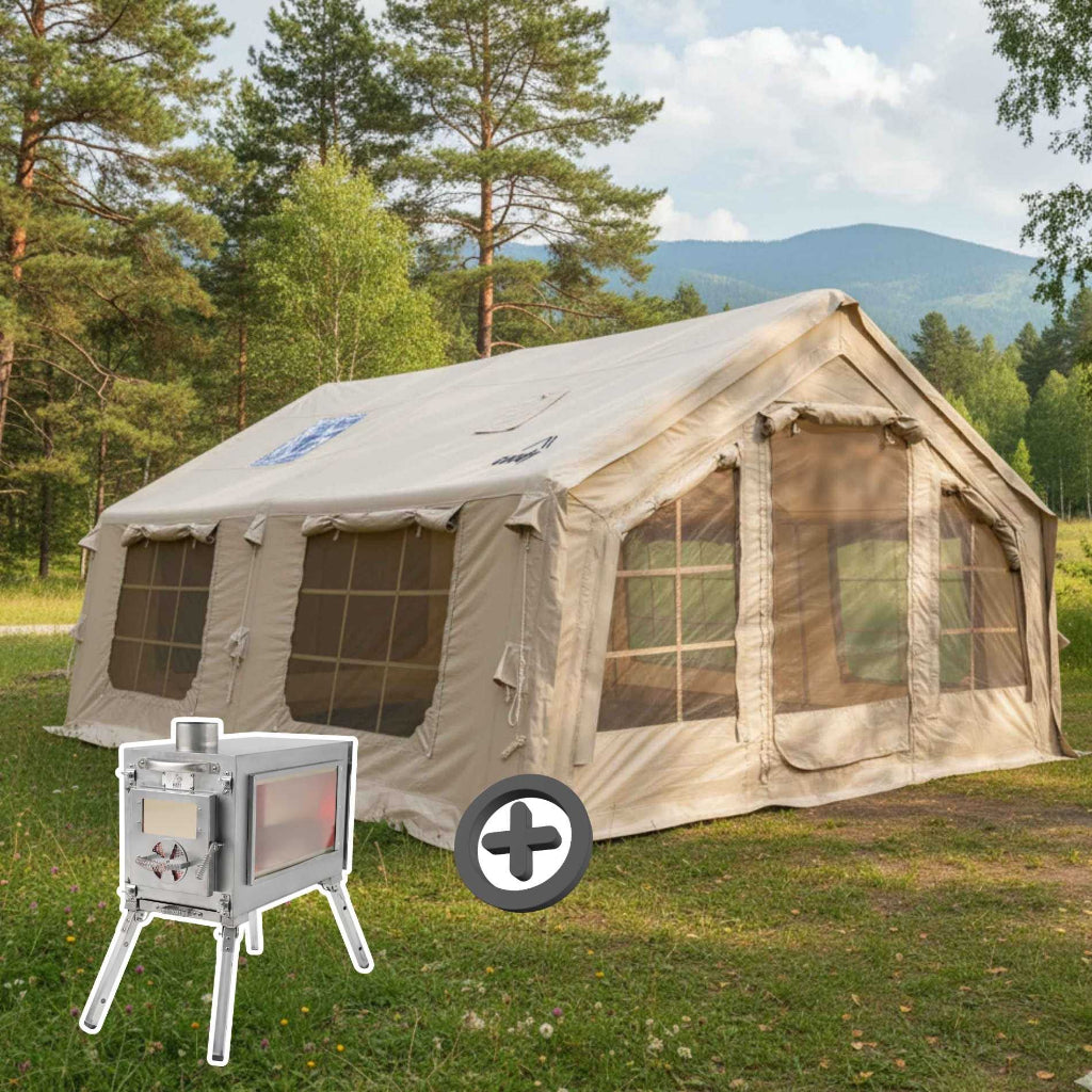 Coody 17.2 Inflatable Air Tent with Caminus M Wood Stove