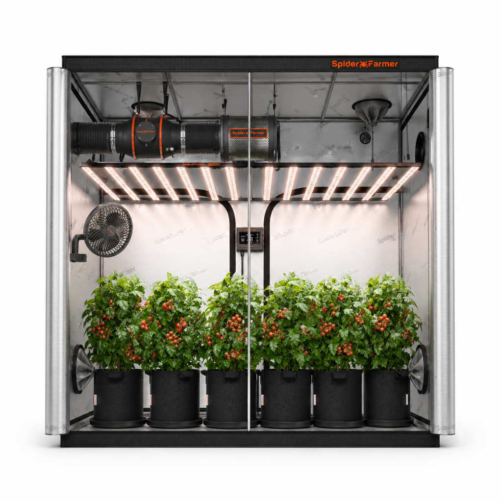 Spider Farmer G1000W x 2 LED Grow Lights + 5' x 10' Grow Tent + 6" Inline Fan Combo with Temperature and Humidity Controller + 6" Clip Fan