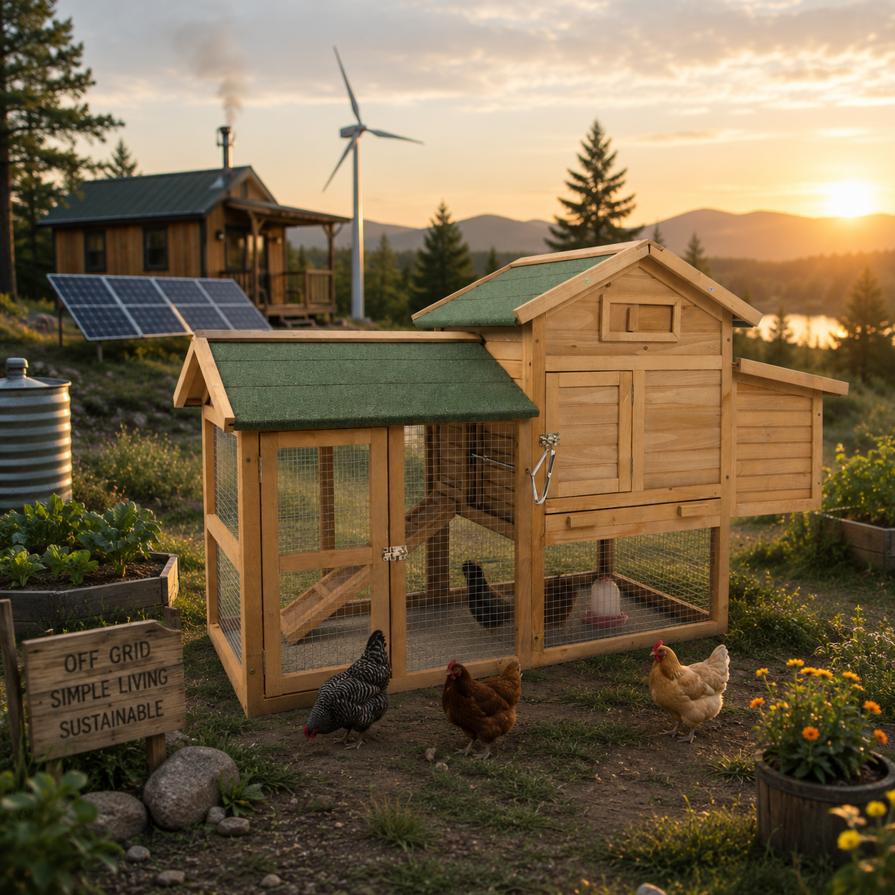 Large Wooden Chicken Coop & Rabbit Hutch | Backyard Poultry House