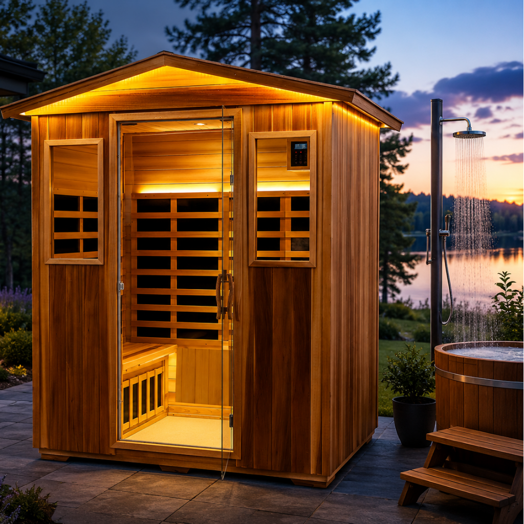 Thermora 4-Person Outdoor Infrared Hemlock Sauna (SAK82140)