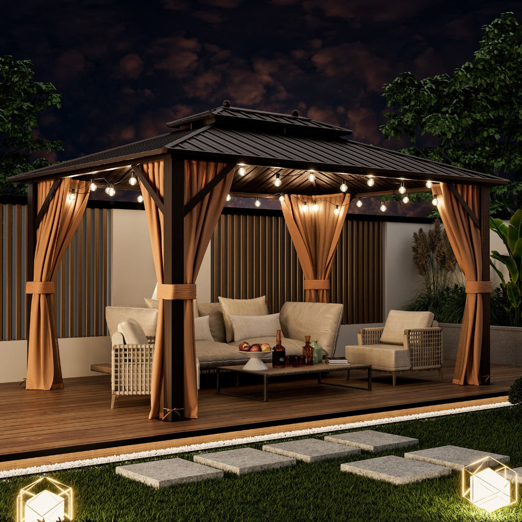 10' x 13' Double-Roof Hardtop Patio Gazebo