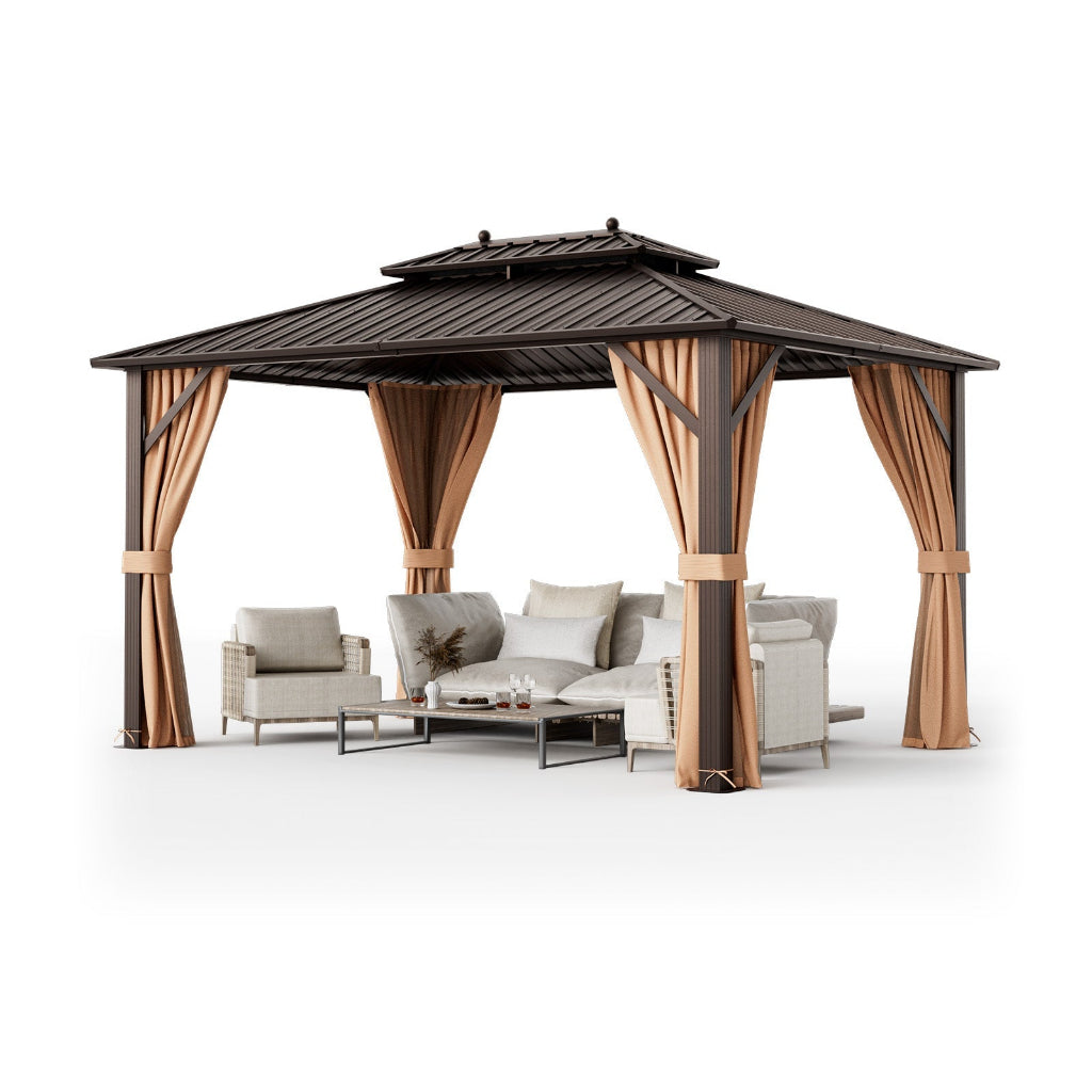 10' x 13' Double-Roof Hardtop Patio Gazebo