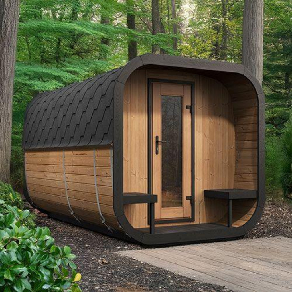 SaunaLife CL12GCP Cube-Series 8-Person Outdoor Home Sauna Suite with Dressing Room