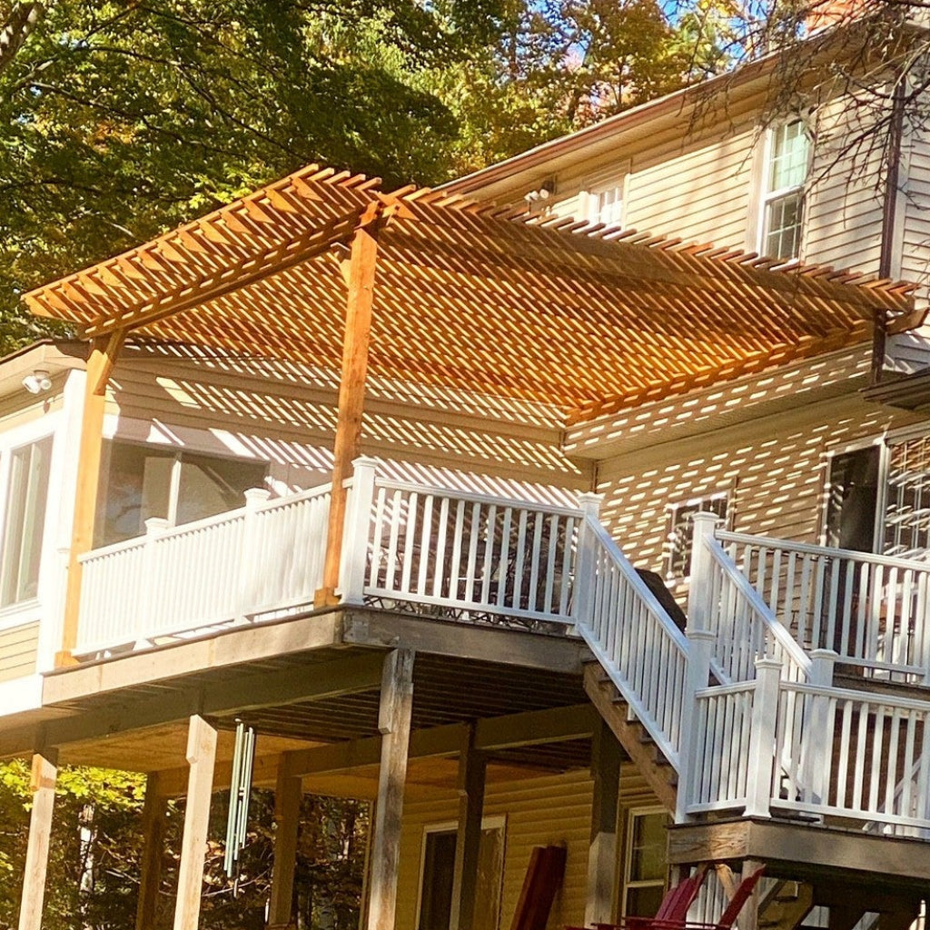Best Redwood Outdoor Super Deck Attached Pergola | Attached Redwood Pergola System