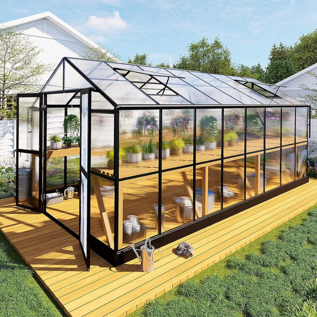 8' x 16' Heavy-Duty Polycarbonate Walk-In Greenhouse (SAK26153)