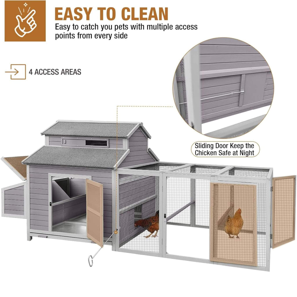 Large Portable Chicken Coop with Run & 3 Nesting Boxes | Backyard Poultry Shelter (SAK18263)