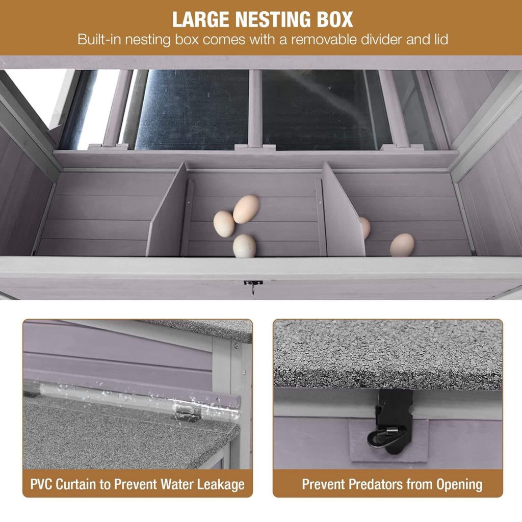 Large Portable Chicken Coop with Run & 3 Nesting Boxes | Backyard Poultry Shelter (SAK18263)