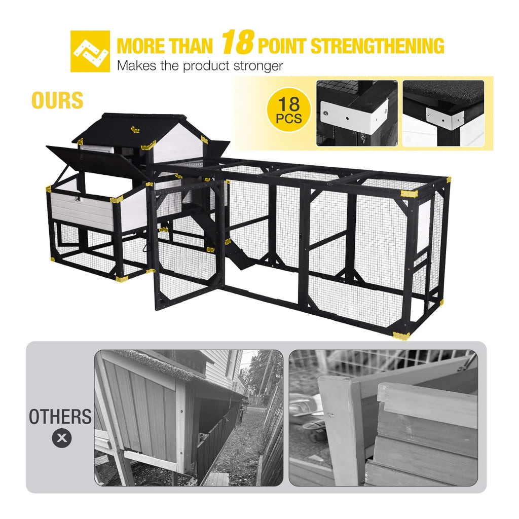 Large Outdoor Chicken Coop with Extended Run & 6 Nesting Boxes | Homestead Poultry Shelter (SAK63940)