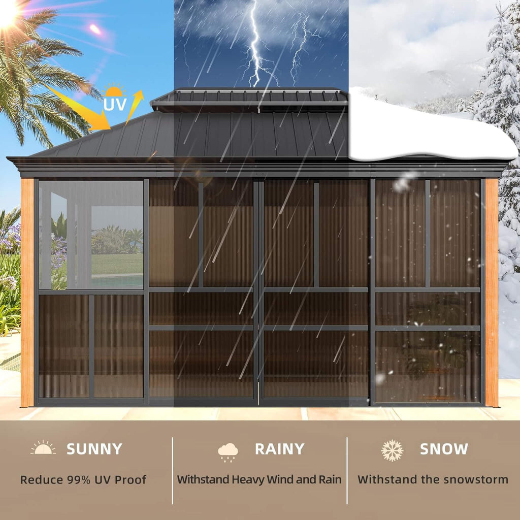 Alora Solstice All-Season Outdoor Wood Grain Sunroom (SAK58317)