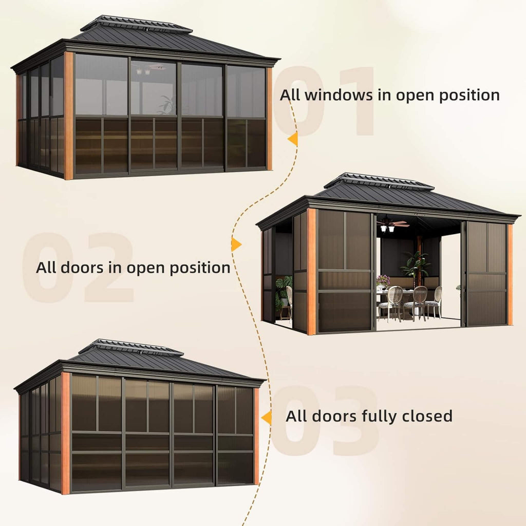 Alora Solstice All-Season Outdoor Wood Grain Sunroom (SAK58317)