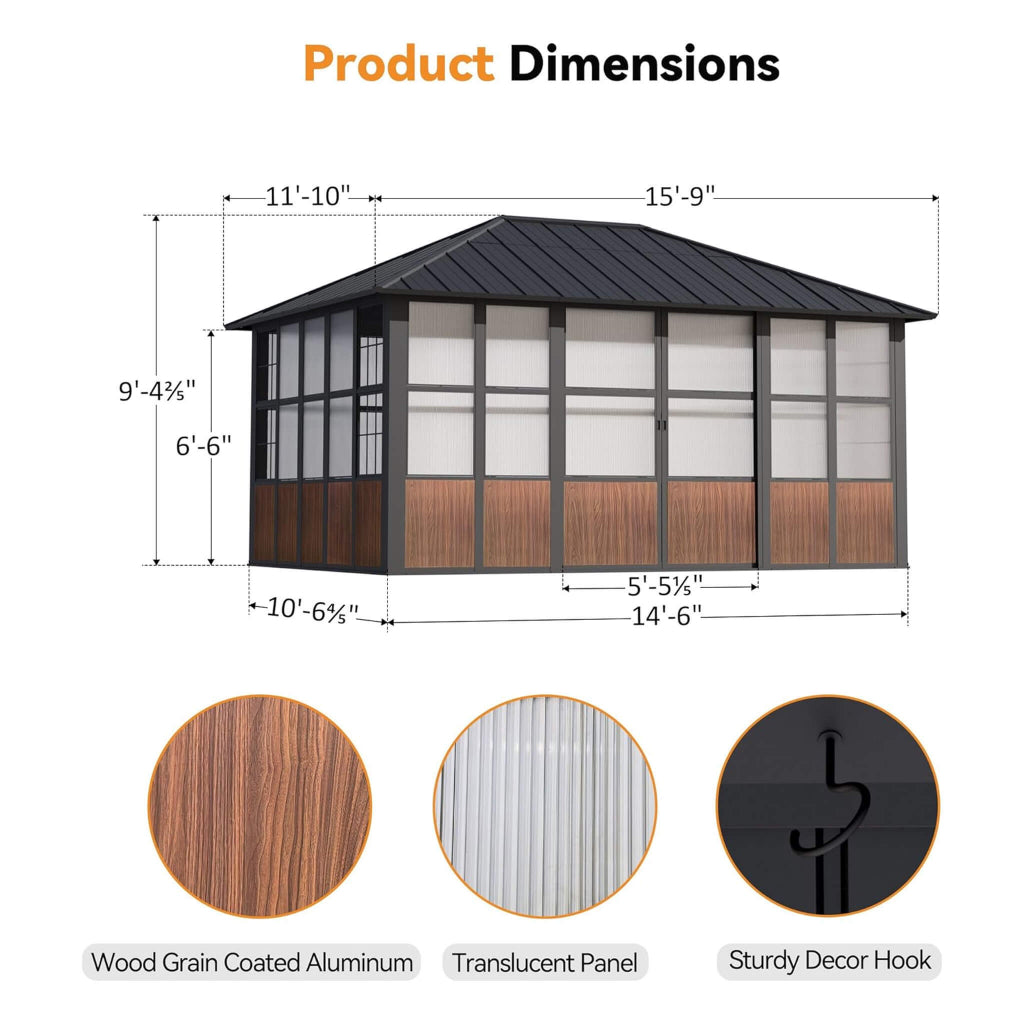 Alora Premium Hardtop Aluminum Sunroom Solarium (SAK60439)