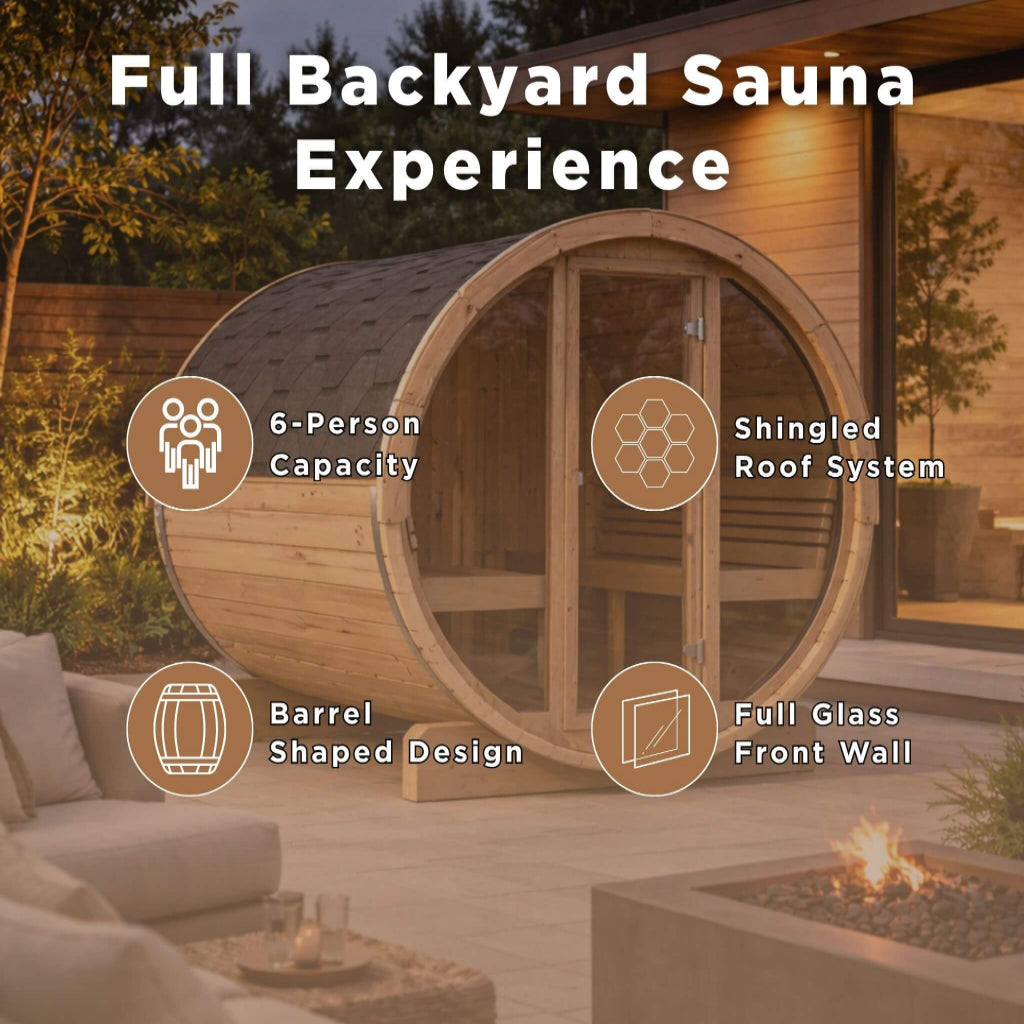 SaunaLife E8G ERGO-Series 6-Person Outdoor Barrel Sauna (SAK92814)