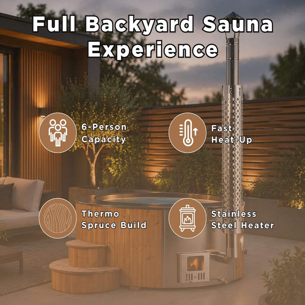 SaunaLife S4N SOAK-Series 6-Person Wood-Fired Hot Tub (SAK28371)