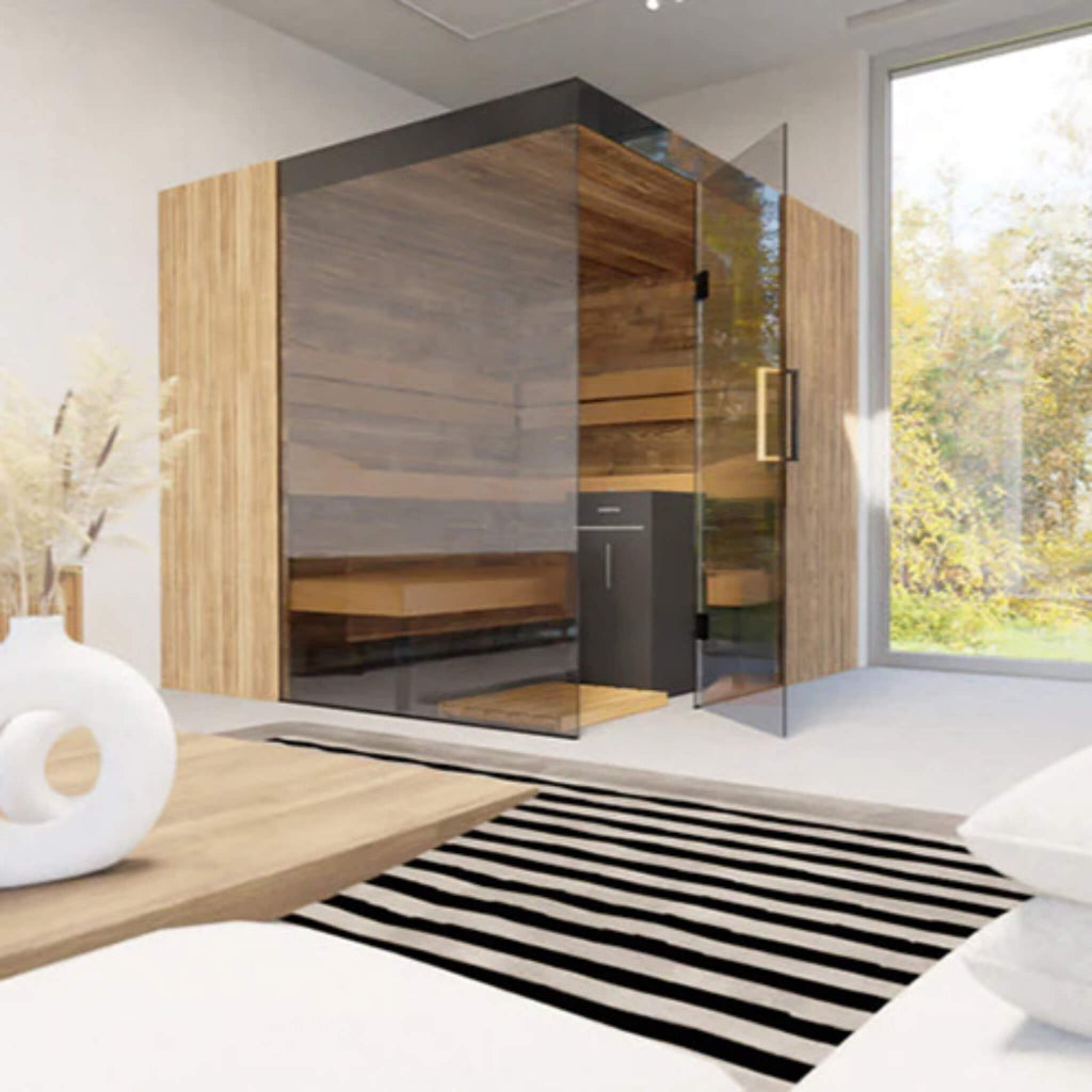 ThermaSol Aalto 4-Person Indoor Semi-Panoramic Glass Sauna Cabin (SAK13285)