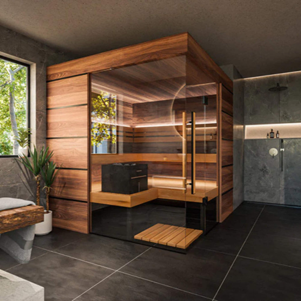 ThermaSol Astra 4-Person Indoor Semi-Panoramic Glass Sauna Cabin (SAK90471)