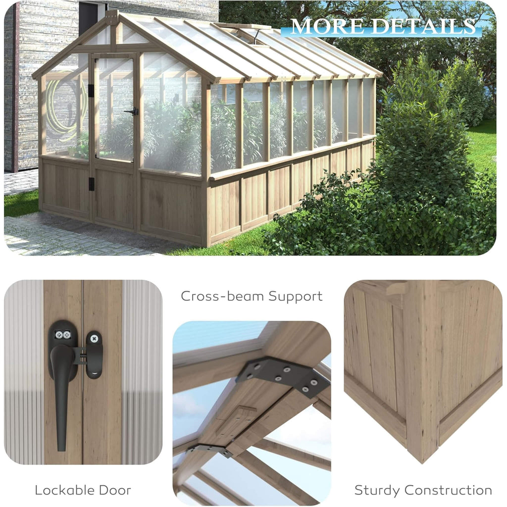 8' x 16' Heavy-Duty Wooden Greenhouse (SAK18467)
