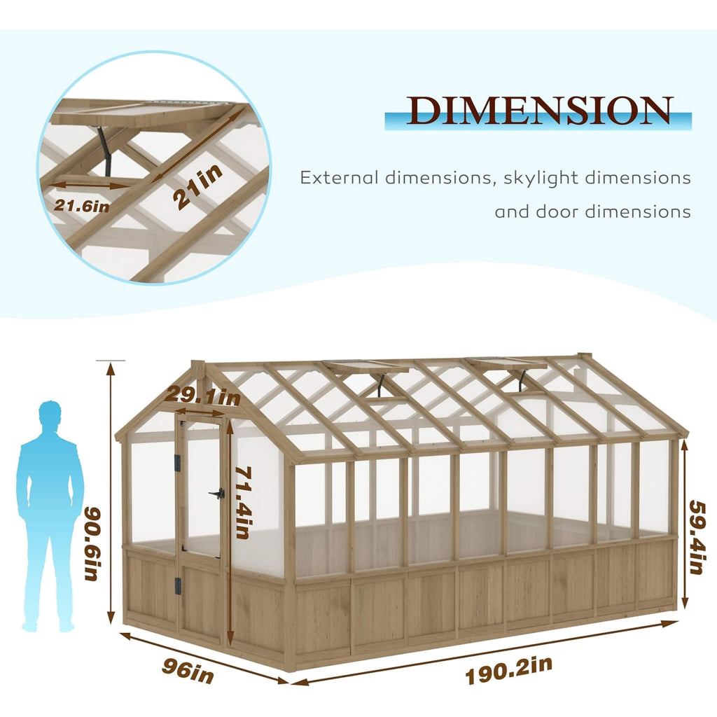 8' x 16' Heavy-Duty Wooden Greenhouse (SAK18467)