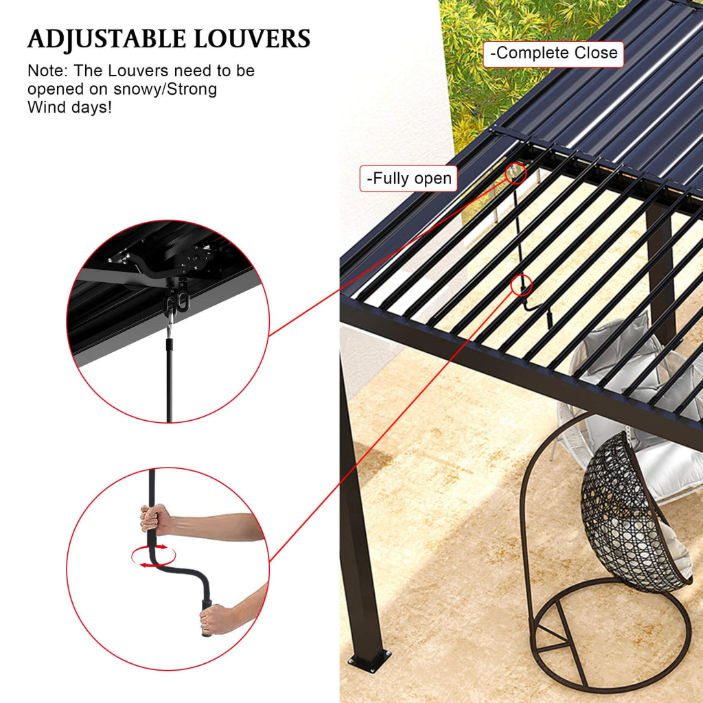 Alora 10' x 19' Powder-Coated Aluminum Louvered Pergola (SAK78345)