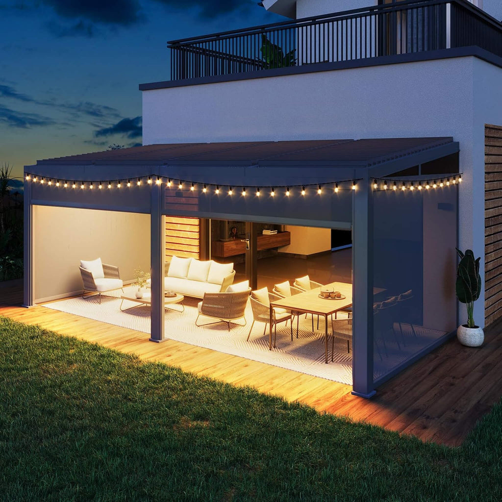 Alora 10' x 20' Wall-Mounted Louvered Pergola (SAK91537)
