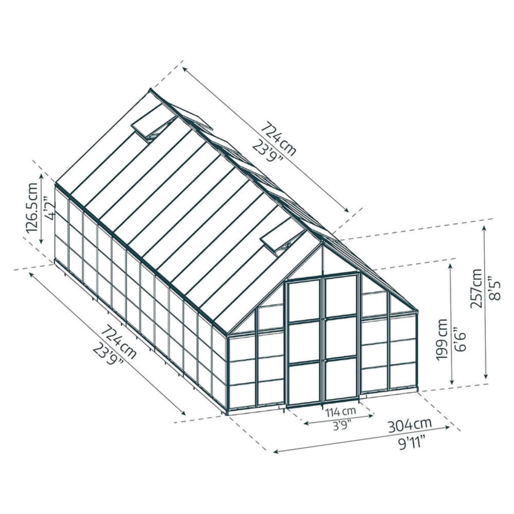 10' x 24' Premium Heavy-Duty Polycarbonate Walk-In Greenhouse (SAK58472)