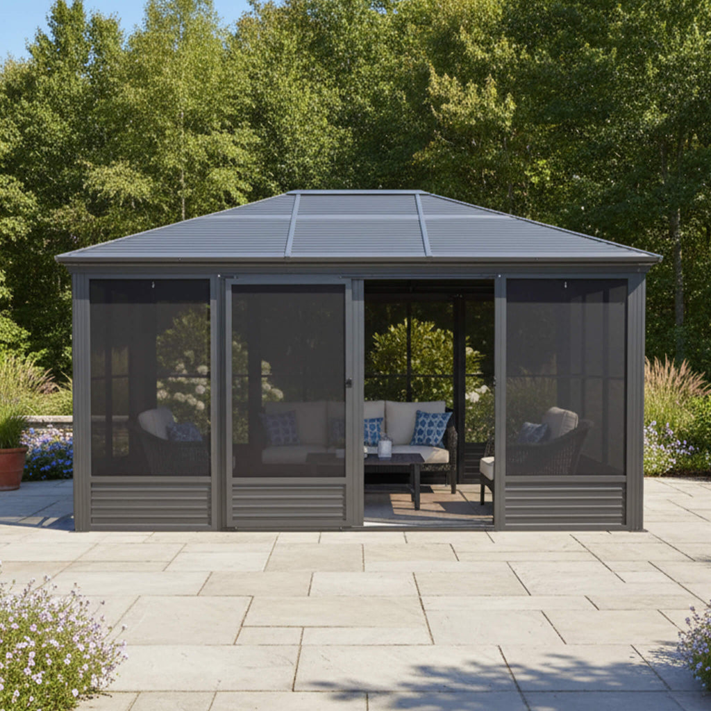 Alora Meridian 11' x 14' Premium Four-Season Outdoor Aluminum Gazebo Sunroom (SAK88776)