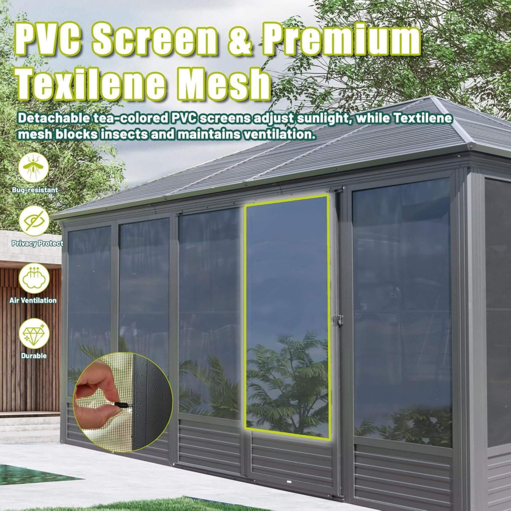 Alora Meridian 11' x 14' Premium Four-Season Outdoor Aluminum Gazebo Sunroom (SAK88776)