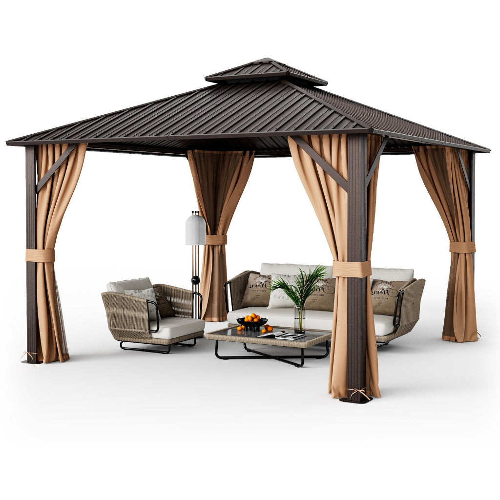 12' x 12' Double-Roof Hardtop Patio Gazebo