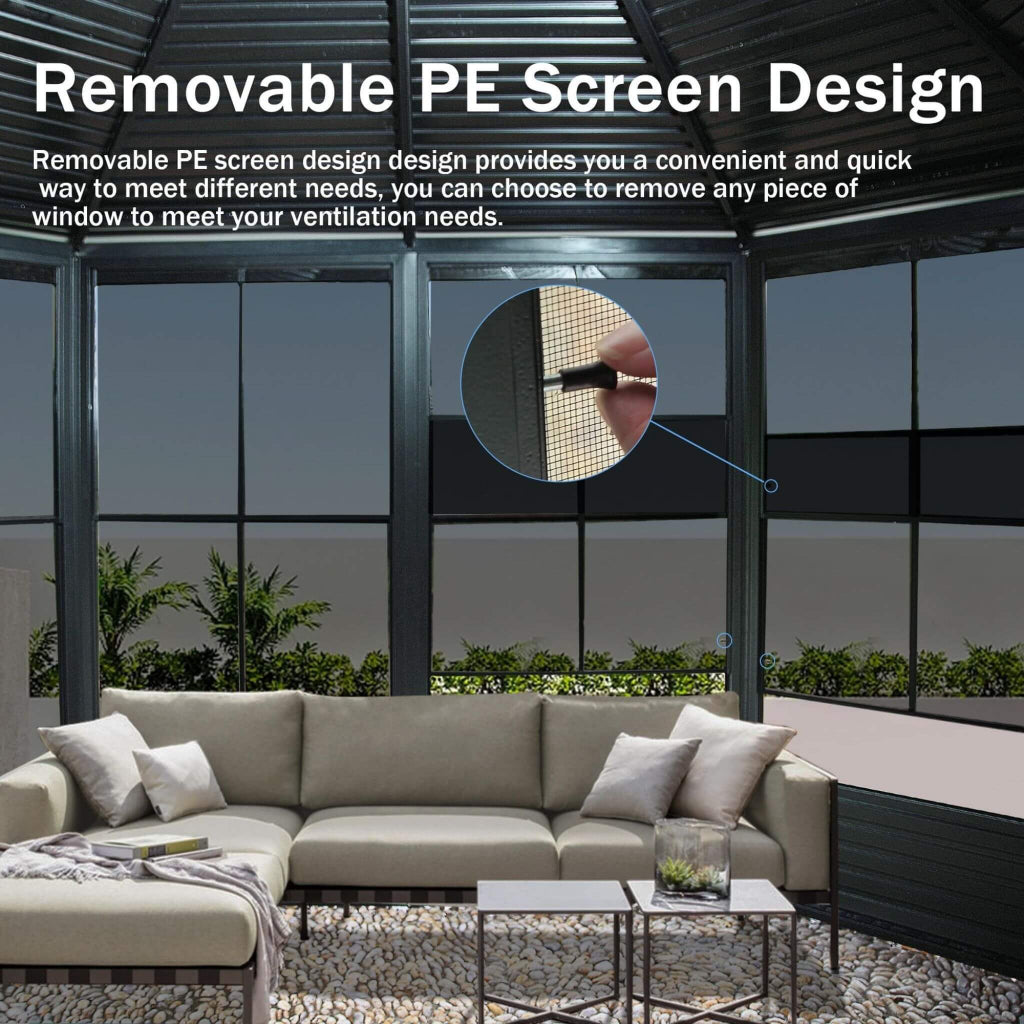 Alora 12' x 12' Large Octagonal Sunroom Solarium (SAK47843)