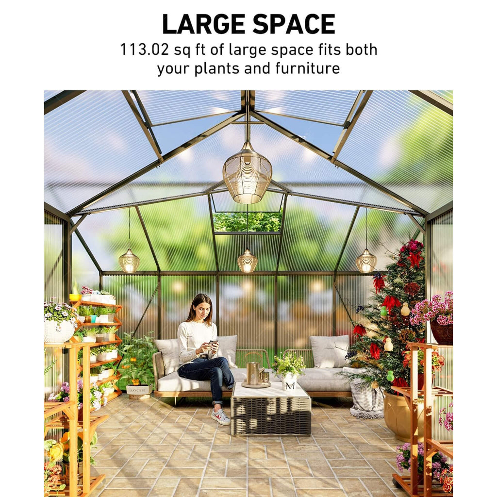12' x 12' T-Shape Polycarbonate Greenhouse (SAK27460)