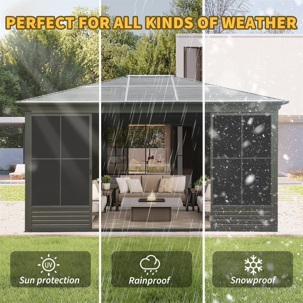 Alora Serenity 12' x 14' All-Weather Outdoor Aluminum Sunroom (SAK76831)
