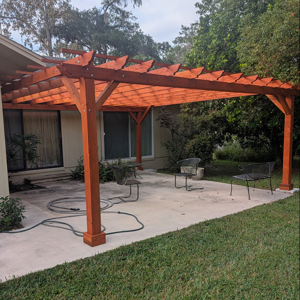 Best Redwood Outdoor Super Deck Attached Pergola | Attached Redwood Pergola System