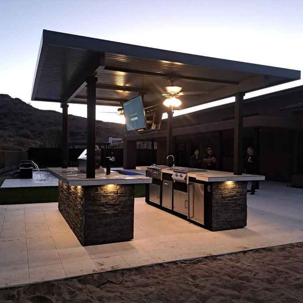KoKoMo Outdoor Kitchen Entertainment Pavilion with Dual TVs